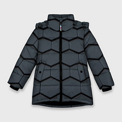 Куртка зимняя для девочки Металлическая серая броня, цвет: 3D-черный