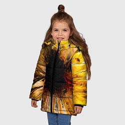 Куртка зимняя для девочки Жёлтые текущие краски, цвет: 3D-черный — фото 2