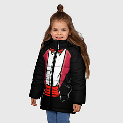 Куртка зимняя для девочки Костюм фокусника с бабочкой и волшебной палочкой, цвет: 3D-светло-серый — фото 2