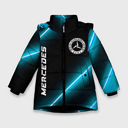 Куртка зимняя для девочки Mercedes неоновые лампы, цвет: 3D-черный