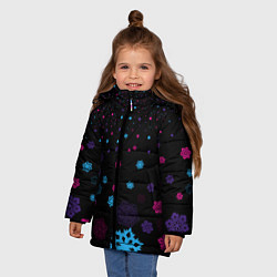Куртка зимняя для девочки Цветные снежинки, цвет: 3D-светло-серый — фото 2
