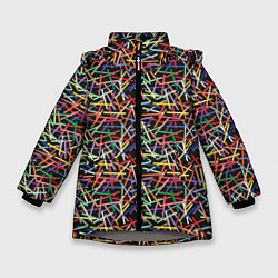 Куртка зимняя для девочки Палочки разноцветные, цвет: 3D-светло-серый
