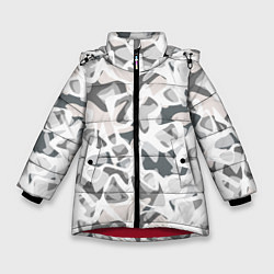 Куртка зимняя для девочки Абстрактный пятнистый узор Камуфляж зимний, цвет: 3D-красный