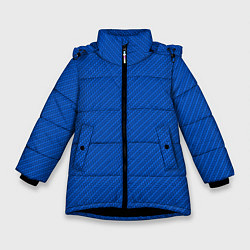 Куртка зимняя для девочки Плетёная синяя ткань - паттерн, цвет: 3D-черный