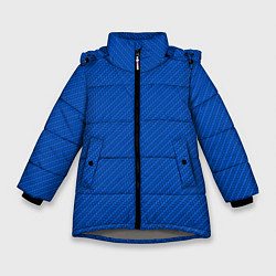 Зимняя куртка для девочки Плетёная синяя ткань - паттерн