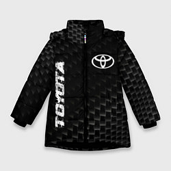 Куртка зимняя для девочки Toyota карбоновый фон, цвет: 3D-черный