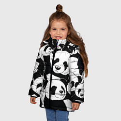 Куртка зимняя для девочки С пандами паттерн, цвет: 3D-черный — фото 2