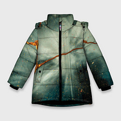 Куртка зимняя для девочки Туман, лучи и краски, цвет: 3D-черный