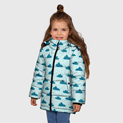 Куртка зимняя для девочки Облака и дождь, цвет: 3D-черный — фото 2