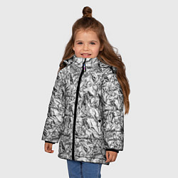 Куртка зимняя для девочки Текстура мятой алюминиевой фольги, цвет: 3D-светло-серый — фото 2