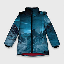 Куртка зимняя для девочки Снежные горные вершины, цвет: 3D-красный