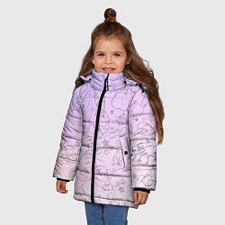 Куртка зимняя для девочки Зайчики в облачках, цвет: 3D-черный — фото 2