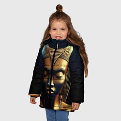 Куртка зимняя для девочки Нейросеть - золотая статуя египетской царицы, цвет: 3D-черный — фото 2