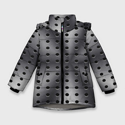 Куртка зимняя для девочки Текстура перфорированного металла, цвет: 3D-светло-серый