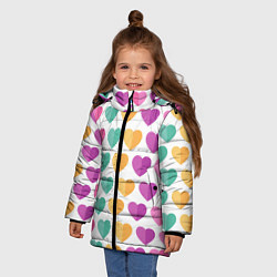 Куртка зимняя для девочки Яркие сердечки, цвет: 3D-черный — фото 2