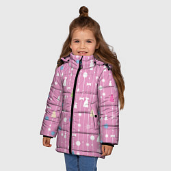 Куртка зимняя для девочки Розовый новый год, цвет: 3D-светло-серый — фото 2