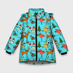 Куртка зимняя для девочки Animals on the rink, цвет: 3D-светло-серый