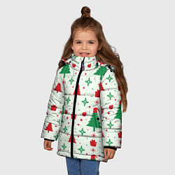Куртка зимняя для девочки Праздничные ёлочки, цвет: 3D-черный — фото 2