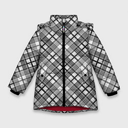 Куртка зимняя для девочки Черно белый узор в косую клетку, цвет: 3D-красный