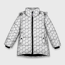Куртка зимняя для девочки Белый ромб, цвет: 3D-черный