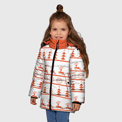 Куртка зимняя для девочки Красные олени и елочки, цвет: 3D-красный — фото 2