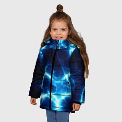 Куртка зимняя для девочки Молния грозовая - электрические разряды, цвет: 3D-красный — фото 2