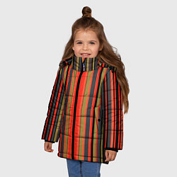 Куртка зимняя для девочки Вертикальные полосы в оранжево-коричневых тонах, цвет: 3D-красный — фото 2