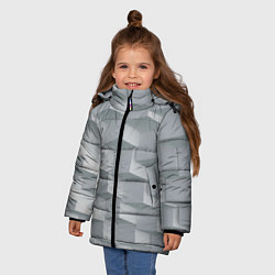 Куртка зимняя для девочки Серое множество объёмных блоков, цвет: 3D-красный — фото 2