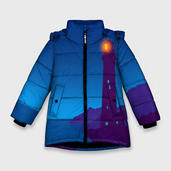 Куртка зимняя для девочки Маяк в ночи, цвет: 3D-черный