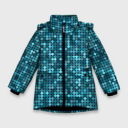 Куртка зимняя для девочки Блеск пайеток изумрудных бирюзовых, цвет: 3D-черный