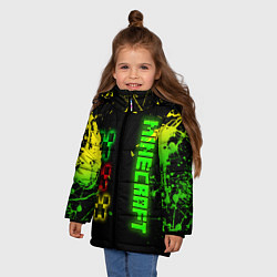 Куртка зимняя для девочки Minecraft - неоновые логотипы, цвет: 3D-красный — фото 2