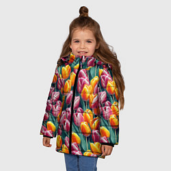 Куртка зимняя для девочки Роскошные тюльпаны, цвет: 3D-красный — фото 2
