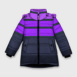 Зимняя куртка для девочки Полосатый узор в серых и фиолетовых тонах