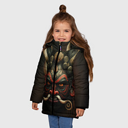 Куртка зимняя для девочки Индейская страшная маска, цвет: 3D-красный — фото 2