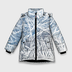 Куртка зимняя для девочки Абстрактный ледяной паттерн, цвет: 3D-черный