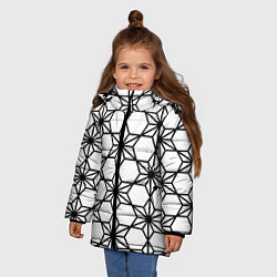 Куртка зимняя для девочки Чёрно-белый абстрактный паттерн из звёзд, цвет: 3D-черный — фото 2