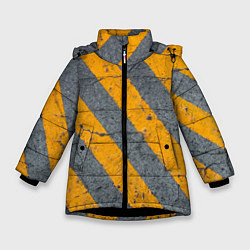 Куртка зимняя для девочки Желтые полосы на бетоне, цвет: 3D-черный