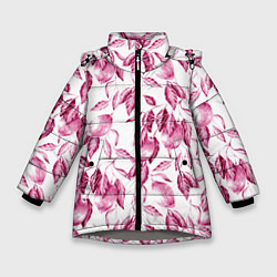 Зимняя куртка для девочки Лимоны в розовом монохроме - паттерн