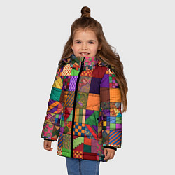 Куртка зимняя для девочки Разноцветные лоскуты от нейросети, цвет: 3D-черный — фото 2
