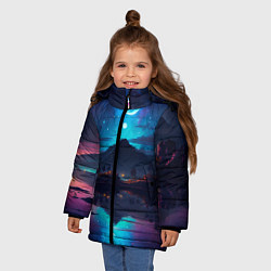 Куртка зимняя для девочки Ночное небо, пейзаж, цвет: 3D-черный — фото 2