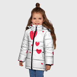 Куртка зимняя для девочки Много красных сердец, цвет: 3D-красный — фото 2