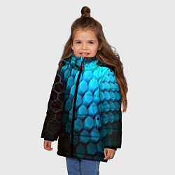 Куртка зимняя для девочки Abstraction neon blue, цвет: 3D-светло-серый — фото 2