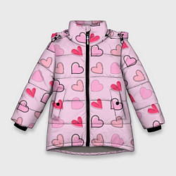 Куртка зимняя для девочки Валентинки на нежно-розовом фоне, цвет: 3D-светло-серый
