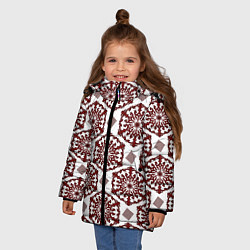 Куртка зимняя для девочки Ромб и орнамент, цвет: 3D-светло-серый — фото 2