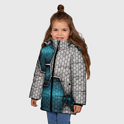 Куртка зимняя для девочки Cyber texture abstraction, цвет: 3D-черный — фото 2