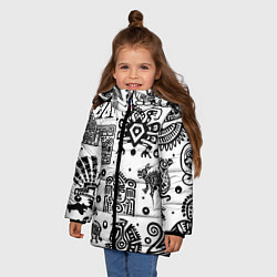 Куртка зимняя для девочки Знаки племени Майя, цвет: 3D-красный — фото 2
