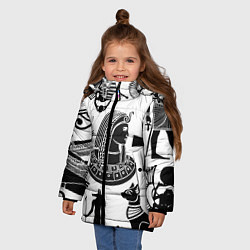 Куртка зимняя для девочки Египетские знаки, цвет: 3D-черный — фото 2