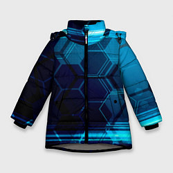 Зимняя куртка для девочки Зеркальная нано абстракция