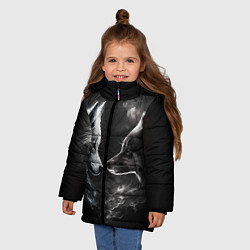 Куртка зимняя для девочки Пара волков - белый и черный, цвет: 3D-черный — фото 2