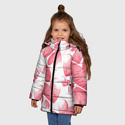 Куртка зимняя для девочки Розовые акварельные сердца - паттерн, цвет: 3D-светло-серый — фото 2